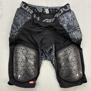 Under Armour Shorts Men Large Black Compression Crash Impact Heatgear Hex Padded